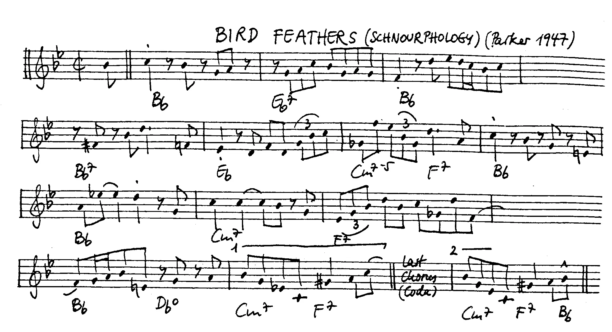 bird feathers free jazz leadsheet - Courtesy of the Jungle Jazz Band